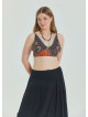 Lace Up Open Back Adjustable Brown Plus Size Blouse 4661